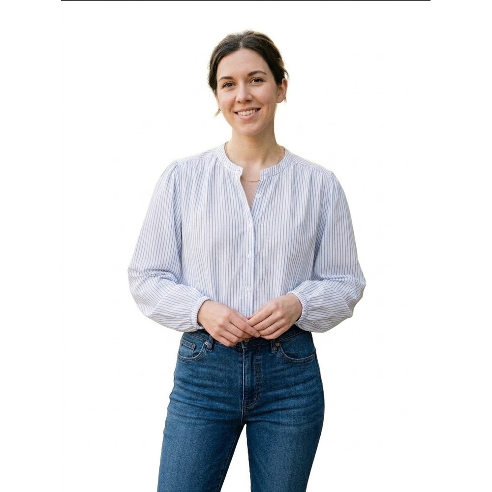 Free Assembly Shierred Button Down Blouse Long Sleeve Plus Sz XXL FAWWTB085SP26Y